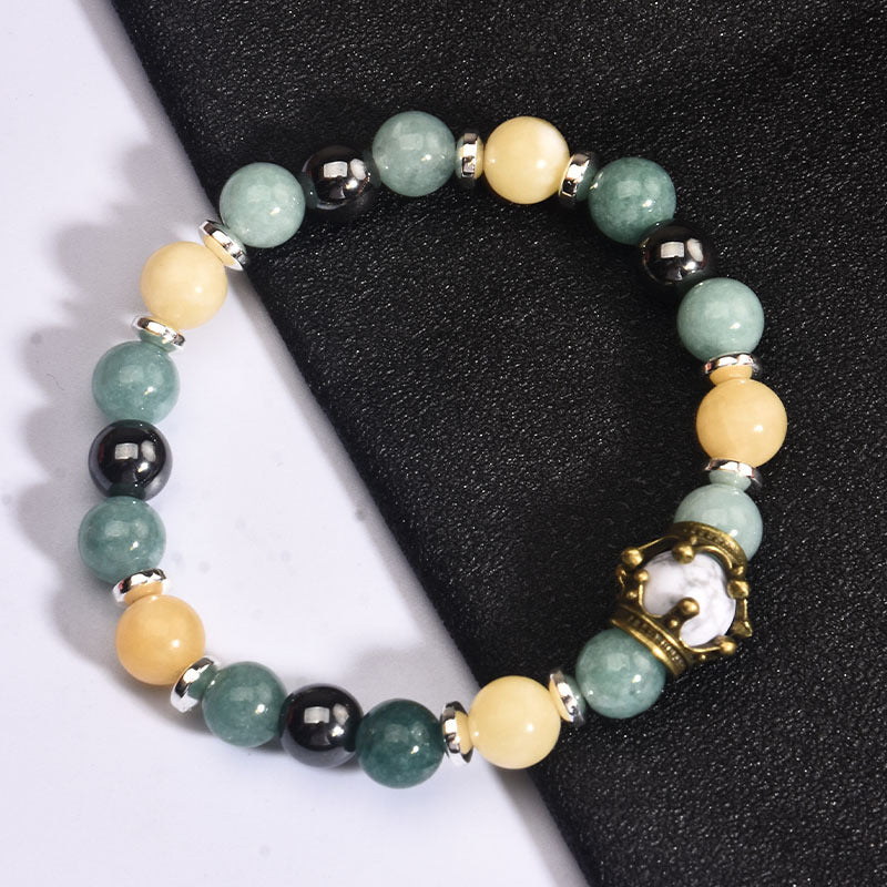 Men's Fashion Luxury Alloy Crown Tigereye Beads Bracelets