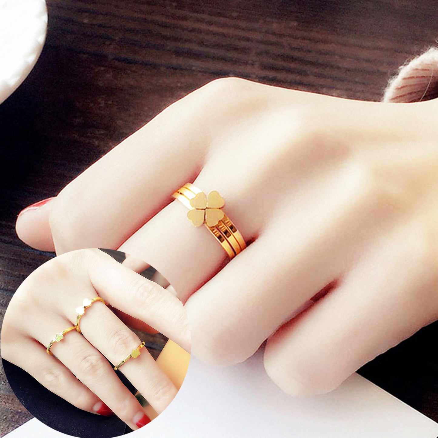 Golden Clover Three-in-one Detachable For Friends Rings