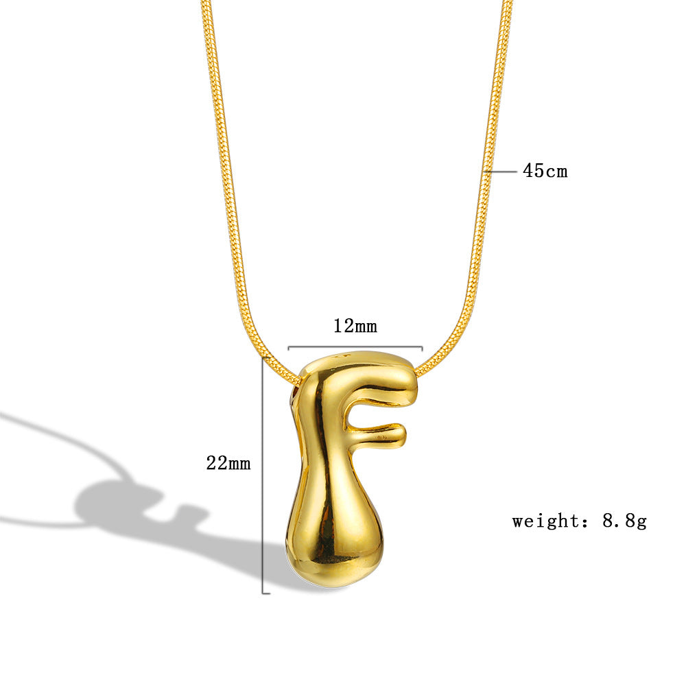 Balloon Bubble Chubby Letter Copper Plated Necklaces