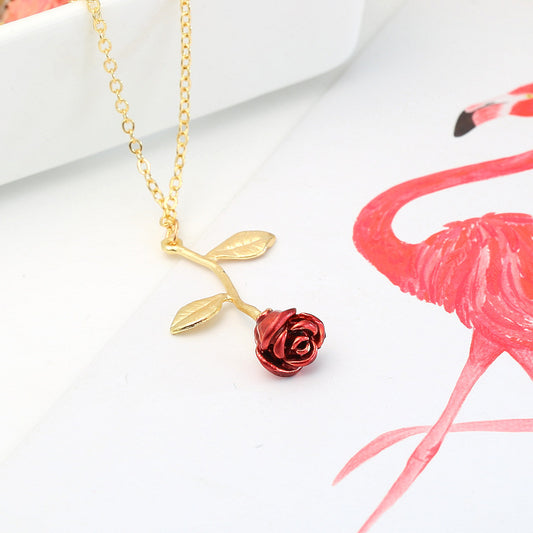 Valentine's Day Rose Three-dimensional Flower Clavicle Pendants