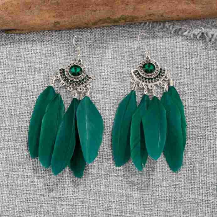 Eardrops Water Drop Feather Jewelry Retro Ethnic Style Earrings