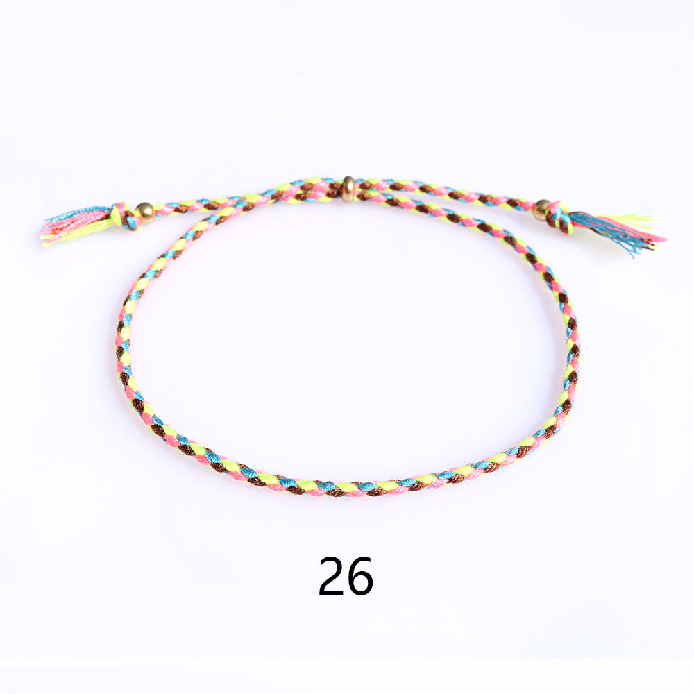 Women's & Men's Colorful Cotton String Friendship Copper Bead Bracelets