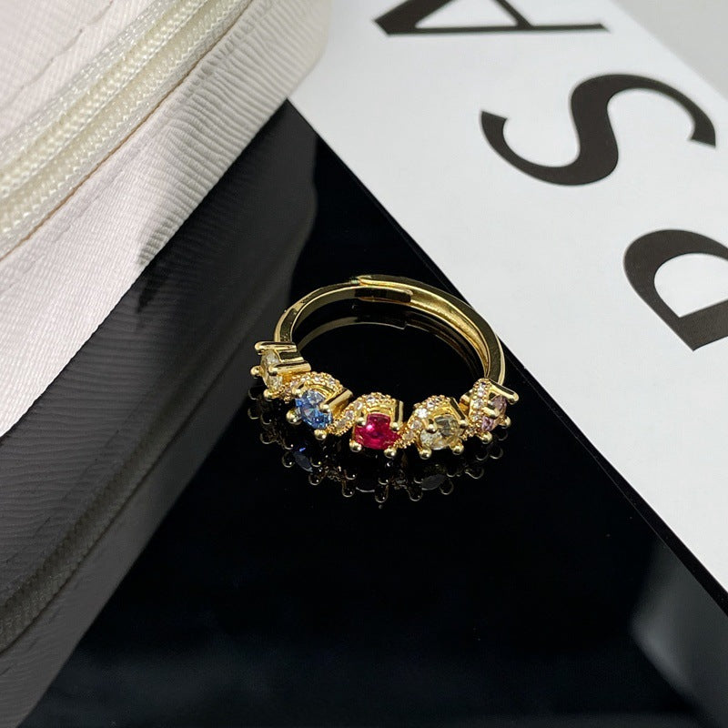 Women's Sugar Cube Chain Retractable Forefinger Sweet Cool Colorful Rings