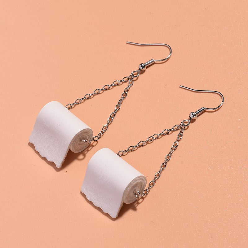 Creative Fun Simulation Toilet Web Paper Earrings