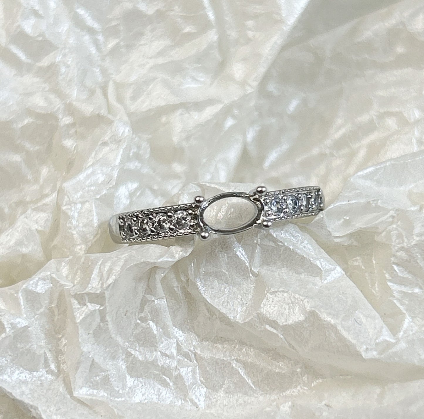 Setting Big Diamond Round Drip Love Open Mouth Inlaid Ring
