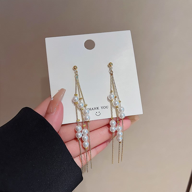 Needle Elegant Tassel Advanced Simple Thin Earrings