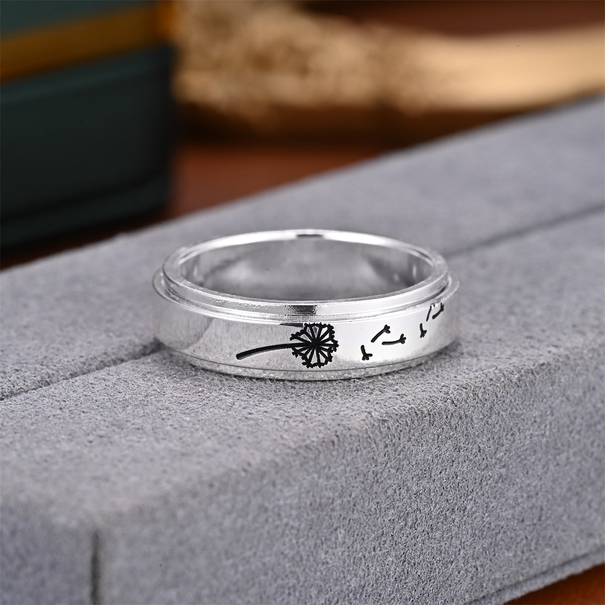 Niche Rotatable Sier Dandelion Corrosion Oil Rings