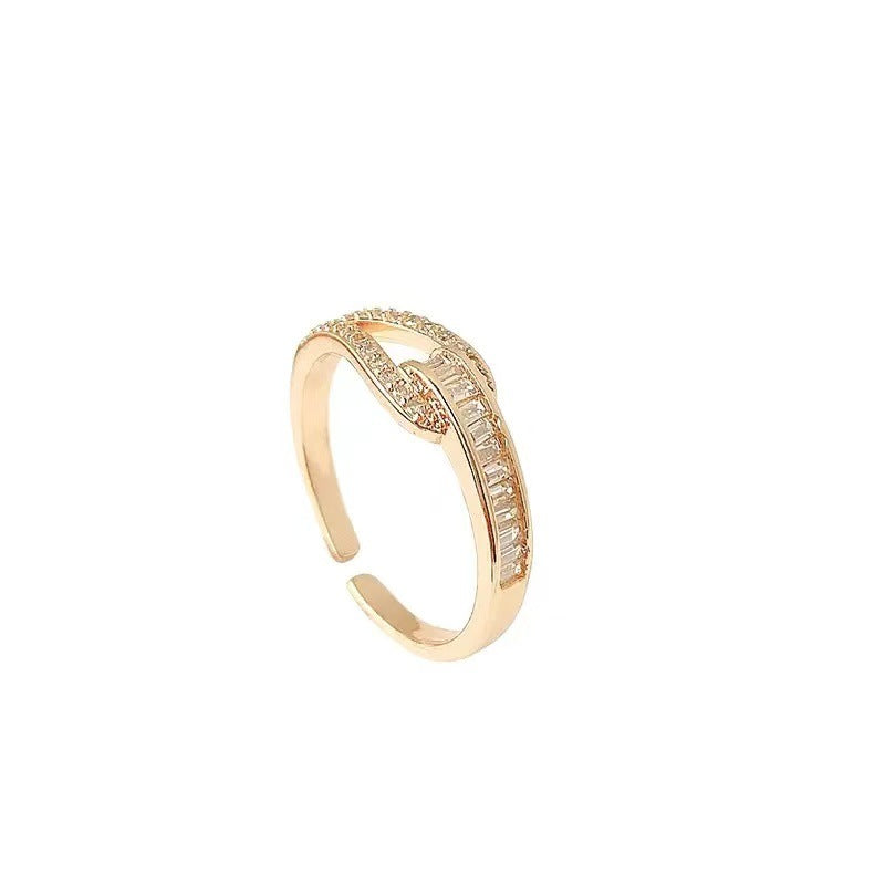 Horseshoe Gang Drill Zircon Affordable Luxury Fashion Temperamental Ring