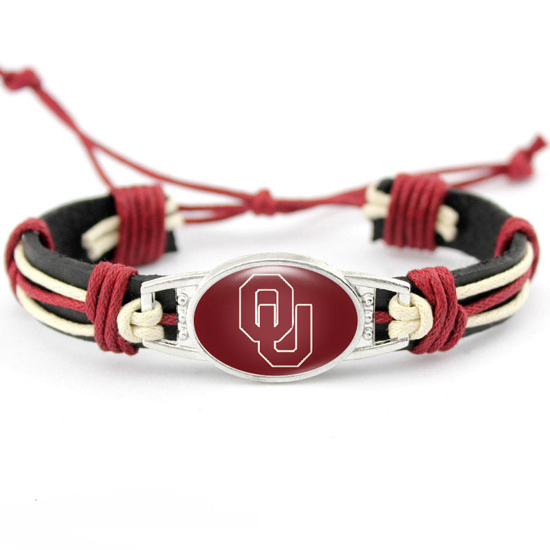 College Team Cowhide Woven Georgian Bulldog Bracelets