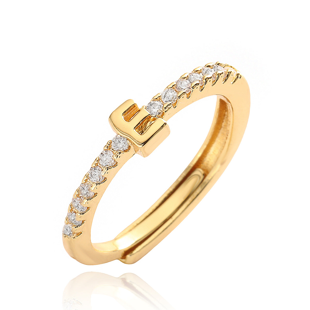 Simple Light Luxury Gold Zircon English Rings