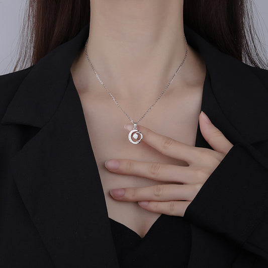 Women's Moon Double With Zircon Clavicle Chain Necklaces