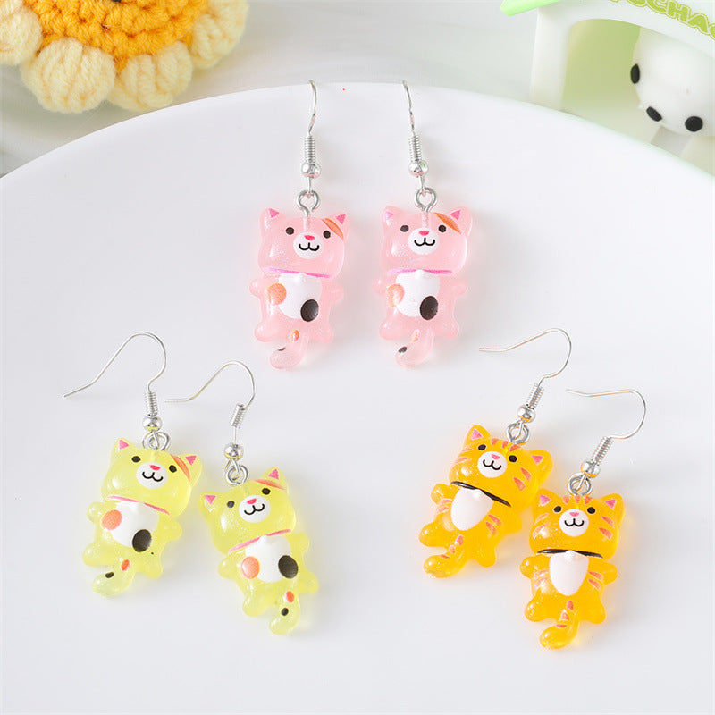 Tail Kitty Small Cute Fun Animal Earrings