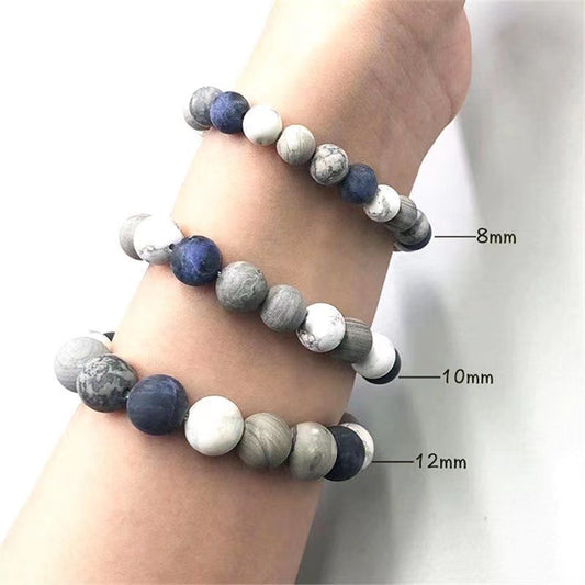 Blue Grain Stone Frosted Beads Starry Sky Design Simple Bracelets
