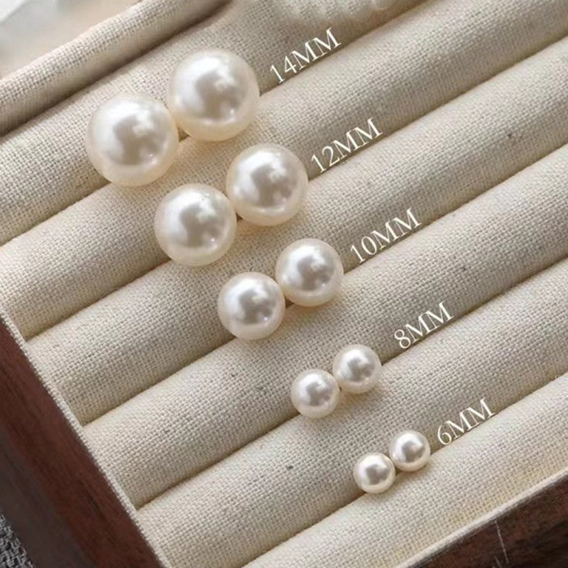 Women's Sier Needle Round Pearl For Retro Earrings