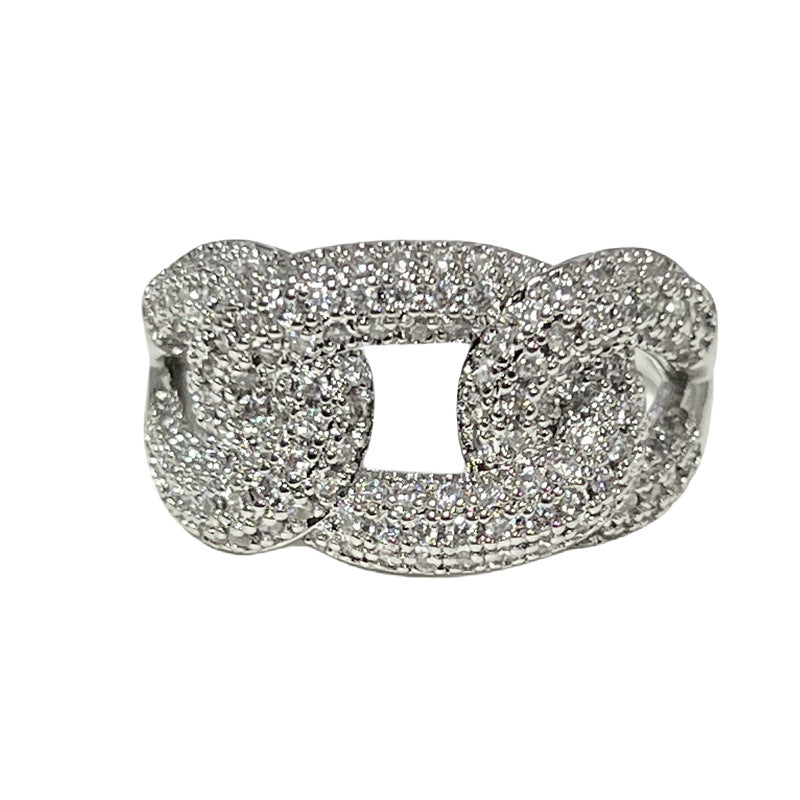 Super Flash Buckle Twist Full Diamond Open-end Rings