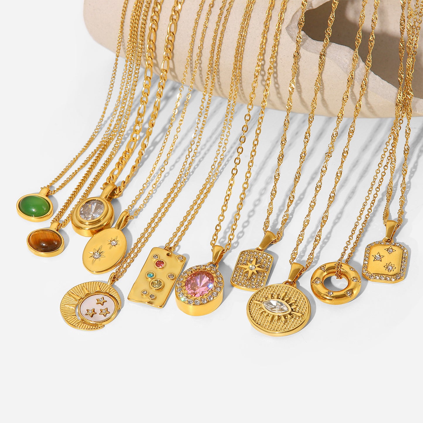 Women's Steel Vintage Natural Stone Neck Accessories Necklaces