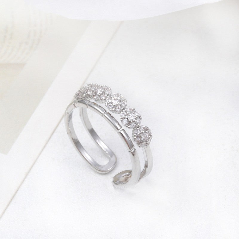 Micro Inlaid Zircon Pearl White Female Rings