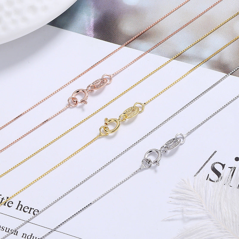 Sterling Sier Box Chain Cross Universal Necklaces