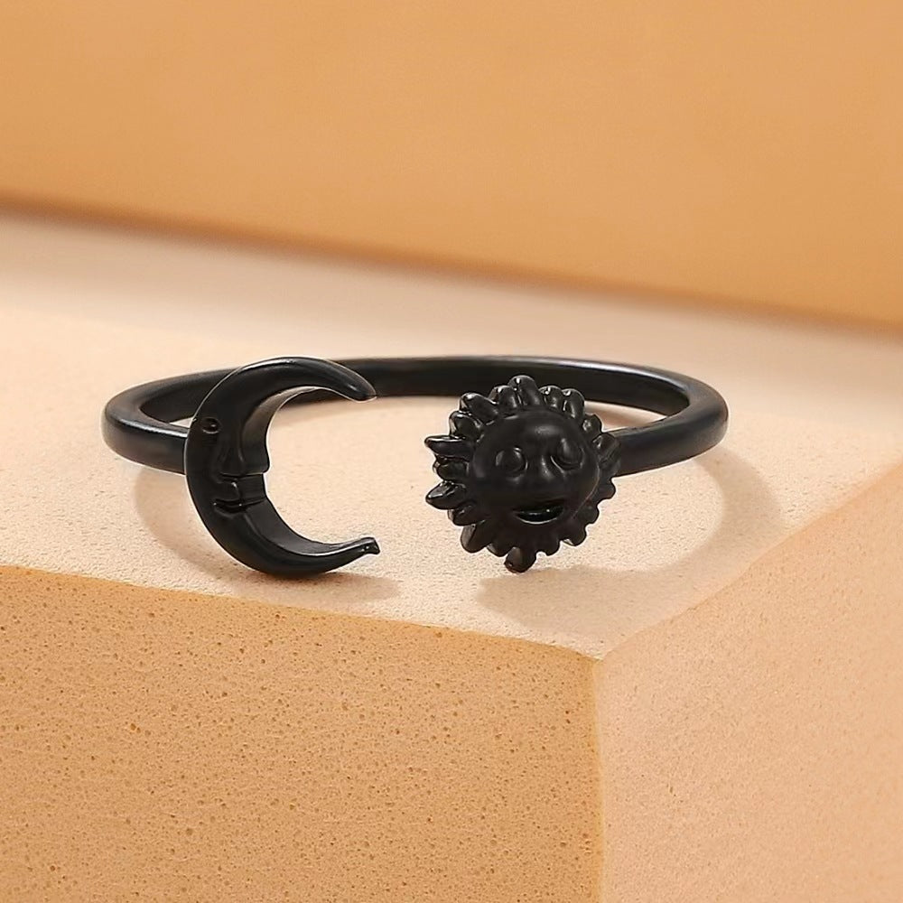 Personality Retro Design Sun Moon Twin Rings