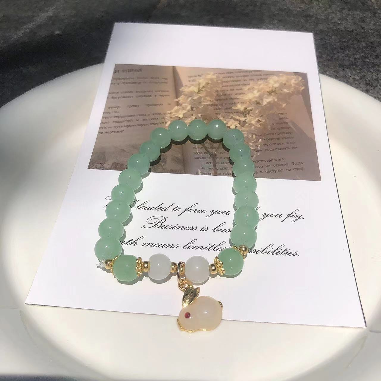 Women's Chinese Style Jade Hare Original Life Bracelets