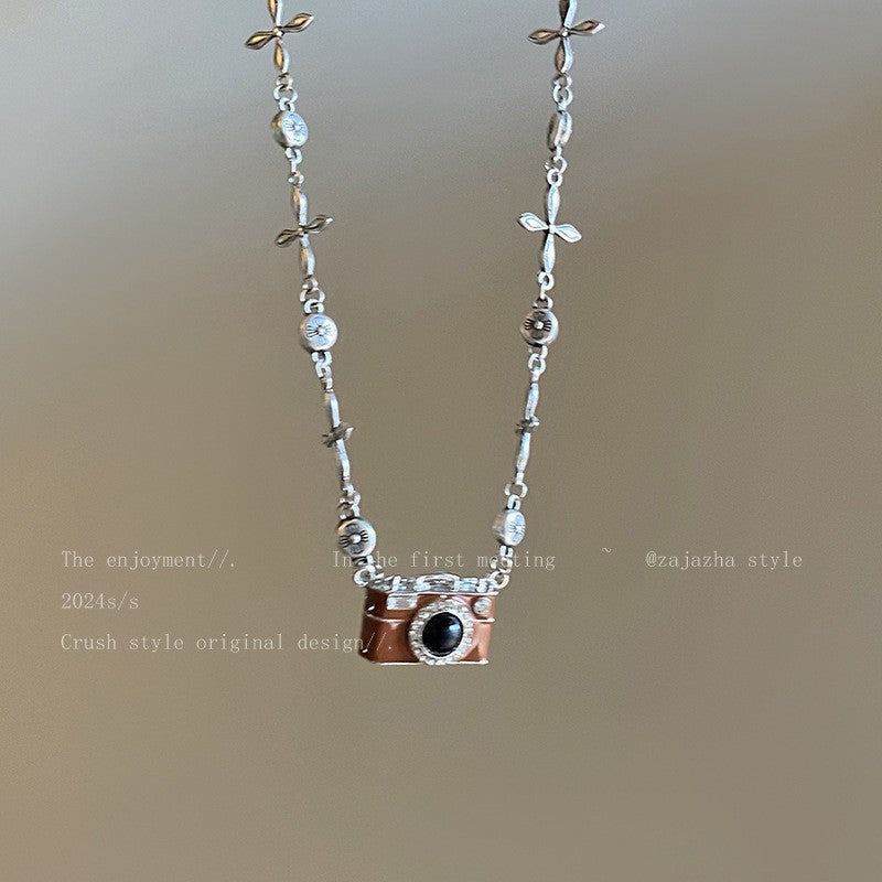 Women's Tiger Eye Chinese Style Twin Niche Graceful Clavicle Necklaces