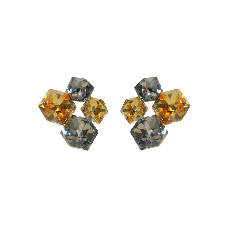 Ear Minority Fashion Three-dimensional Geometric Crystal Personality Design Earrings