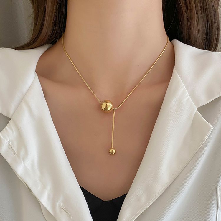 Gold Ball Titanium Steel Cold Style Light Luxury Minority Clavicle Necklace