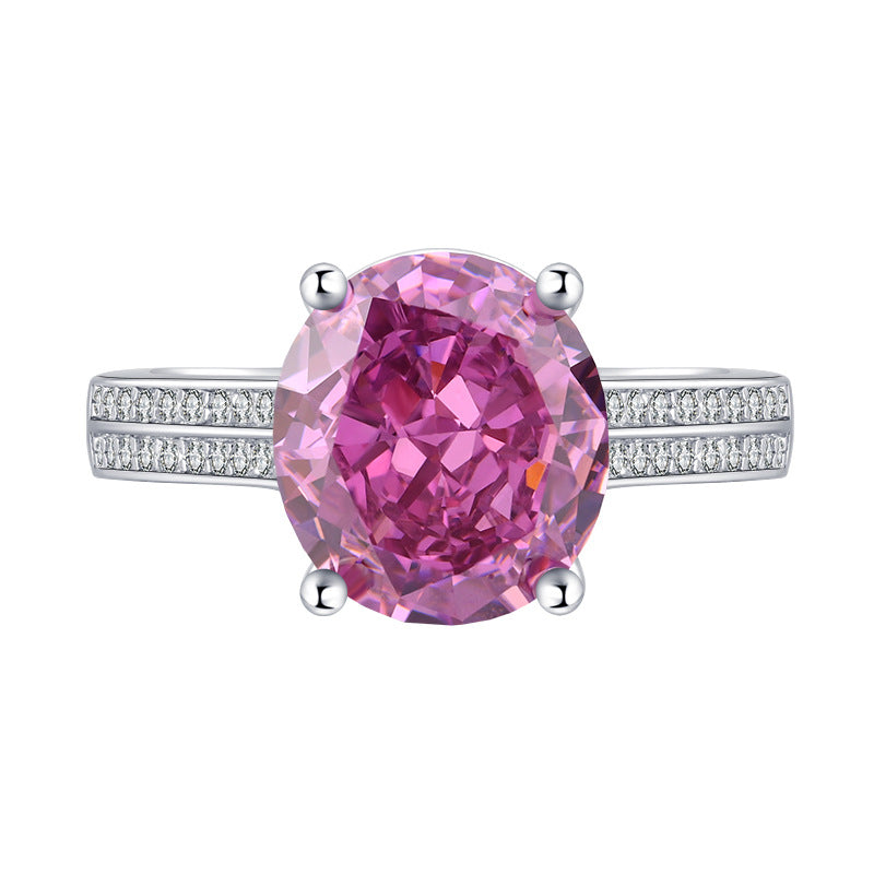 Women's Jewelry Sier High Carbon Diamond Pink Color Rings