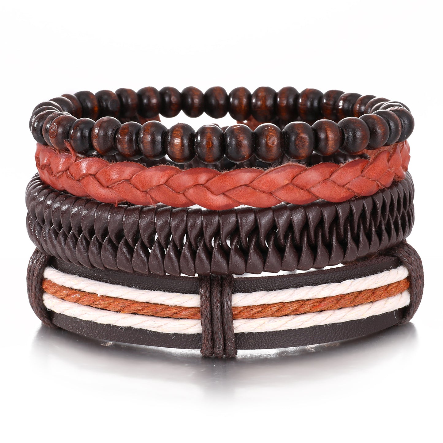 Men's Series Woven Leather Coconut Shell Hemp Bracelets