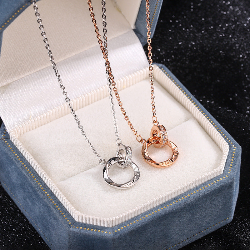 Women's Sier Mobius Strip Fashion Double Clavicle Chain Necklaces