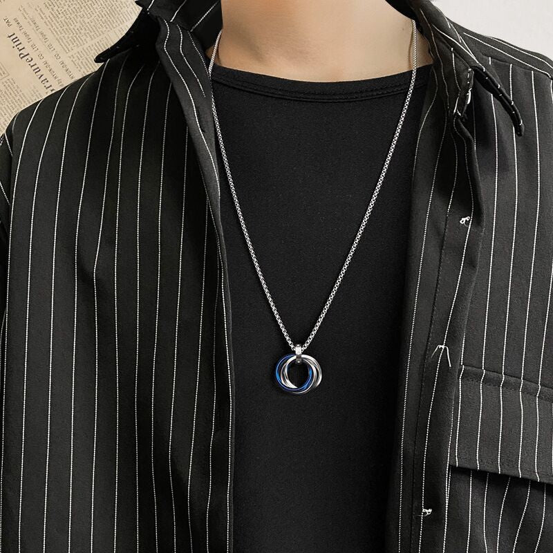 Men's Hipster Three-ring Titanium Steel Live Broadcast Necklaces