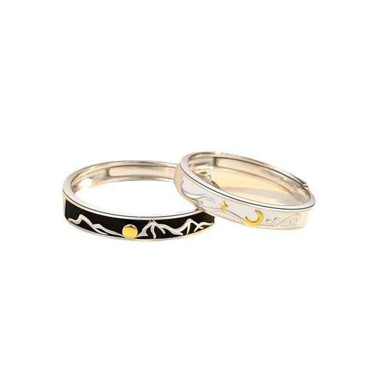 Design Pair Of Open Adjustable Long-distance Love Sun Rings