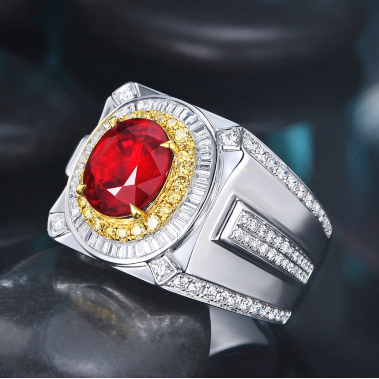 Ruby Gold Plated Two-tone Luxury High-grade Rings