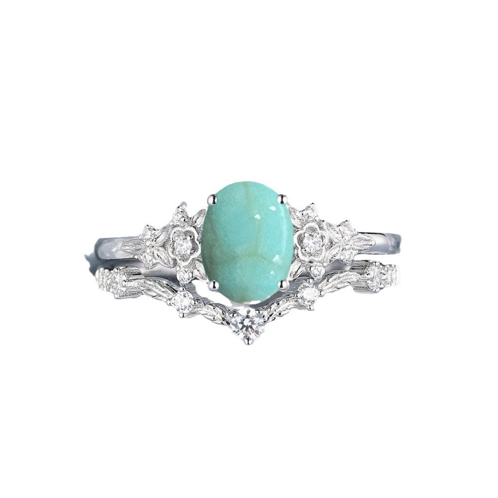 Women's Fashion Turquoise Simple Alloy Couple Ornament Rings