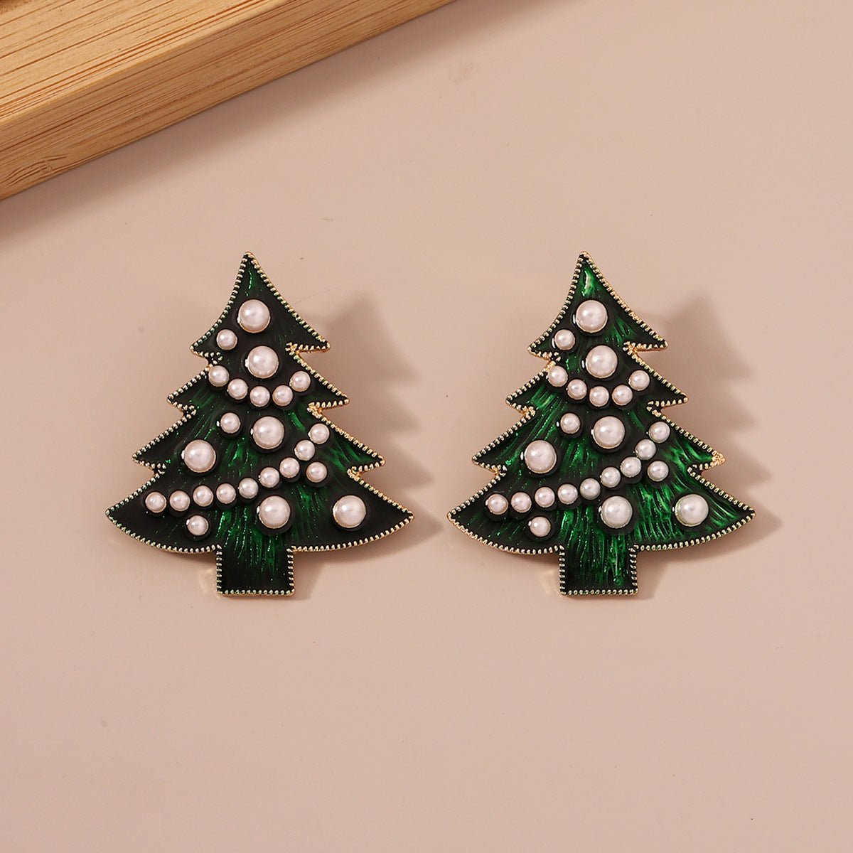 Christmas Series Tree Alloy Dripping Inlaid Earrings