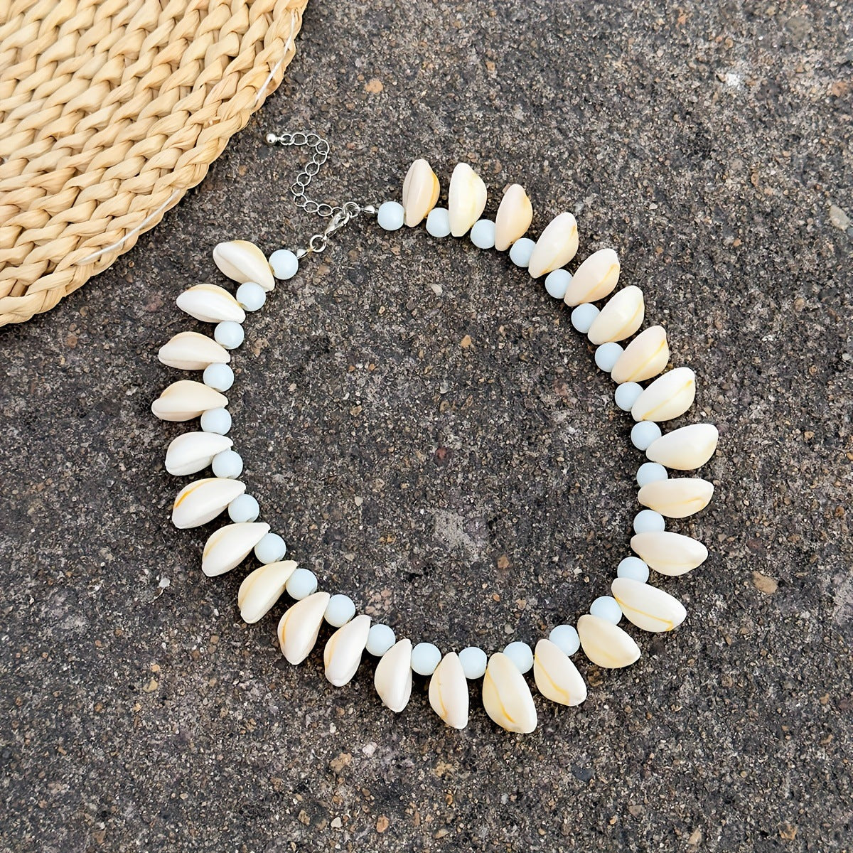 Natural Shell White Acrylic Beads Beach Necklaces