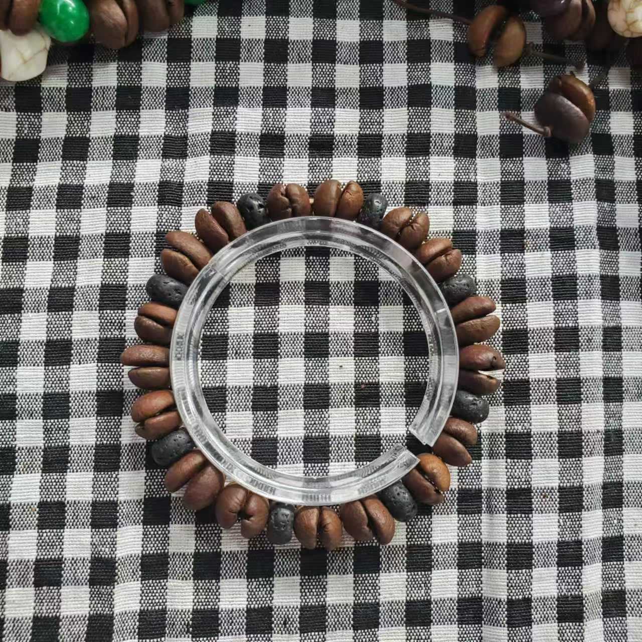 Coffee Bean Ebony Kitten Head Passion Fruit Seed Bracelets