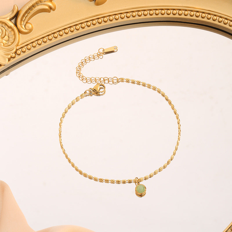 Women's Gold Rice Design For Light Luxury High-grade Aventurine Necklaces