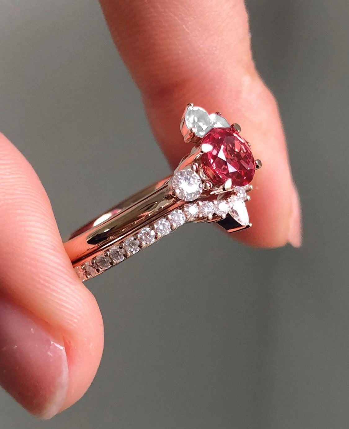 Zircon Rose Gold Color Gemstone Diamond Rings