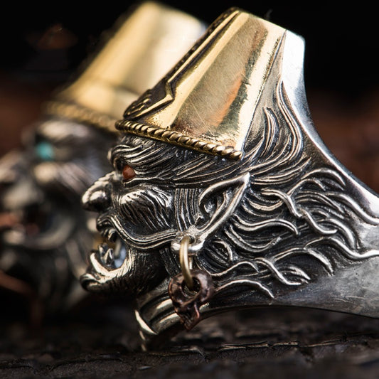 Men's Carved One See Make Fortune World Taiping Personality Rings