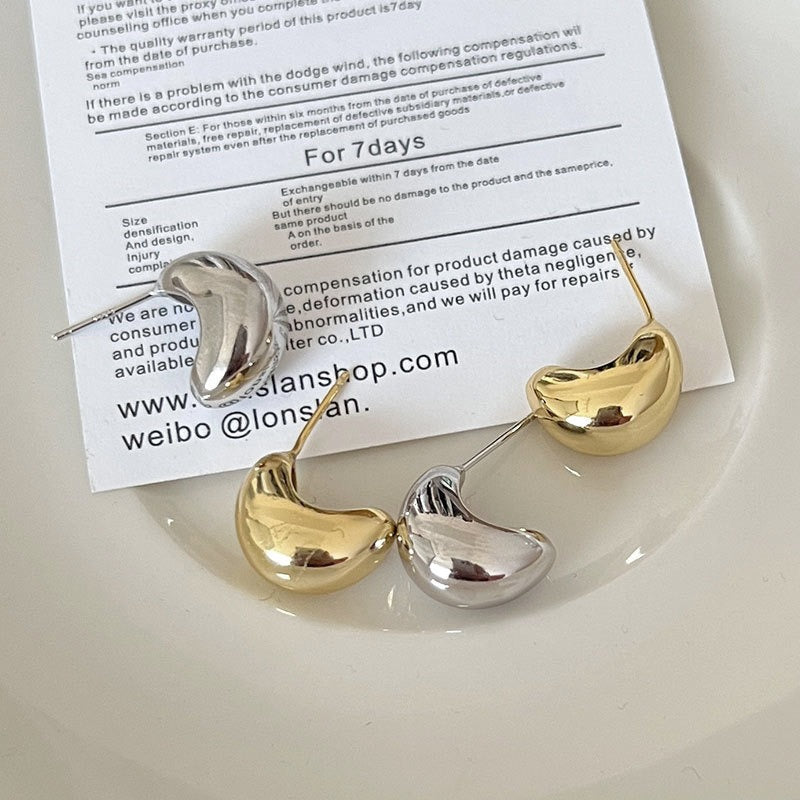 All-in-one Design Simple Niche Semicircle Metal Fat Earrings