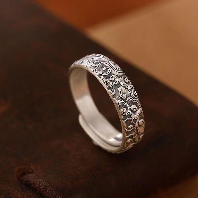 Women's & Men's Thai Sier Opening Adjustable Chinese Style Rings