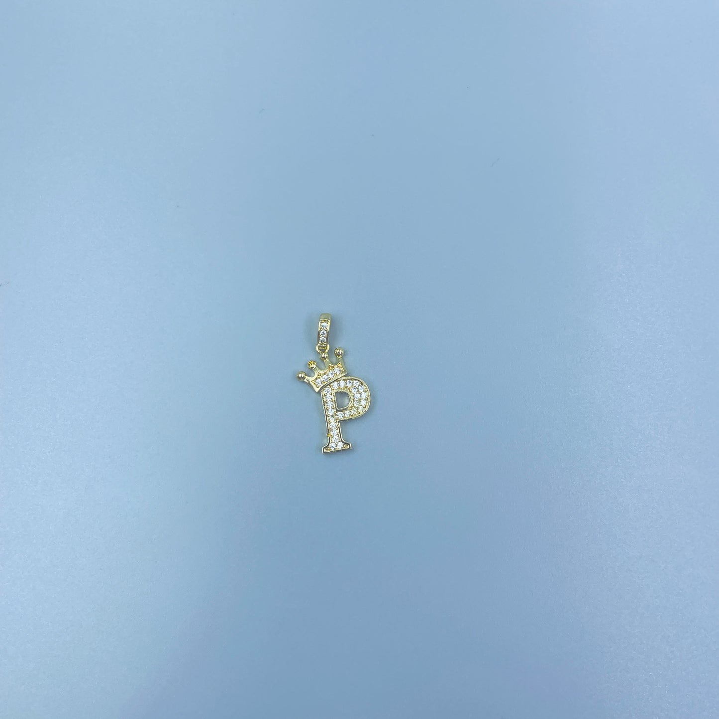 Full Diamond Crown Letters Copper Plated Real Gold Inlaid Zircon Pendant