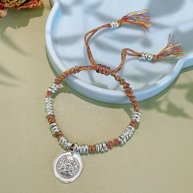 Women's & Men's Retro Ethnic Style Agate Ox Bone Rosary Bracelet
