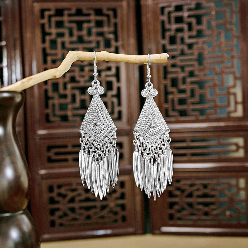 Imitation Miao Sier Ethnic Style Peacock Earrings