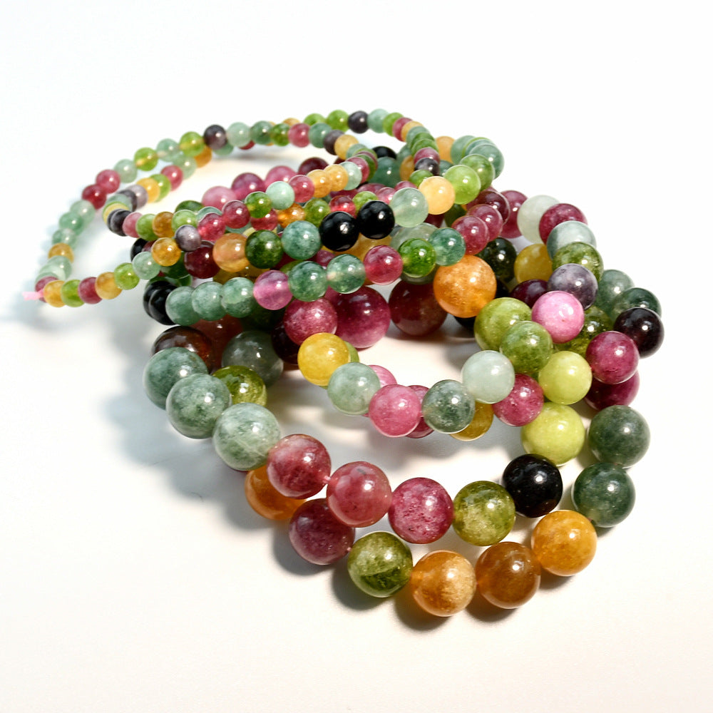 Women's Twin Rainbow Tourmaline Crystal Single Circle Bracelets