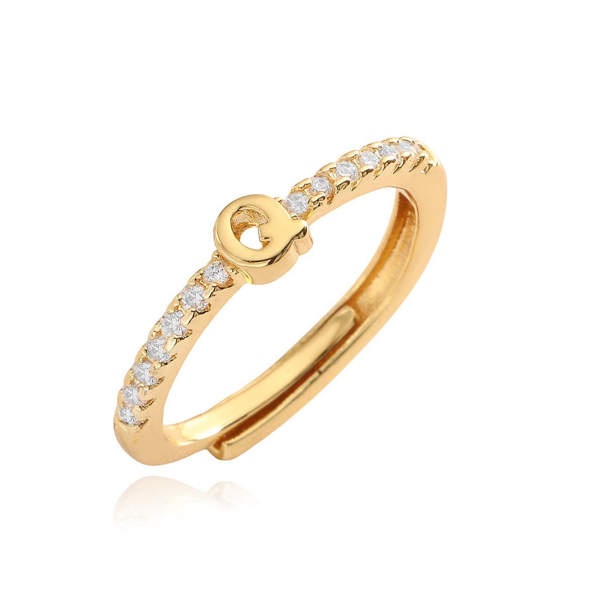 Simple Light Luxury Gold Zircon English Rings