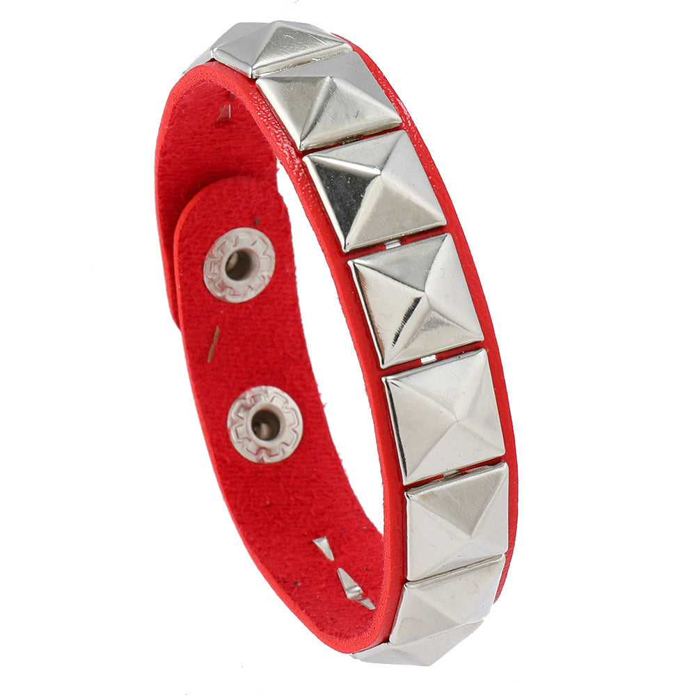 Men's Sier Square Rivet Couple Alloy Buckle Bracelets