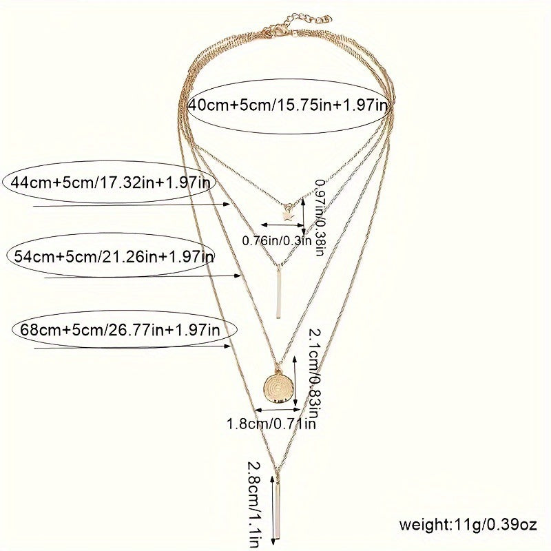 Women's Five-pointed Star Word Round Geometric Modeling Necklaces