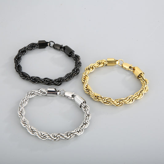 Men's Simple Buckle Hemp Flowers Chain Twisted String Fashion Bracelet